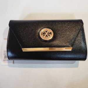 CXL Christian Lacroix Black Glam Caviar Clutch Detachable Chain NWT